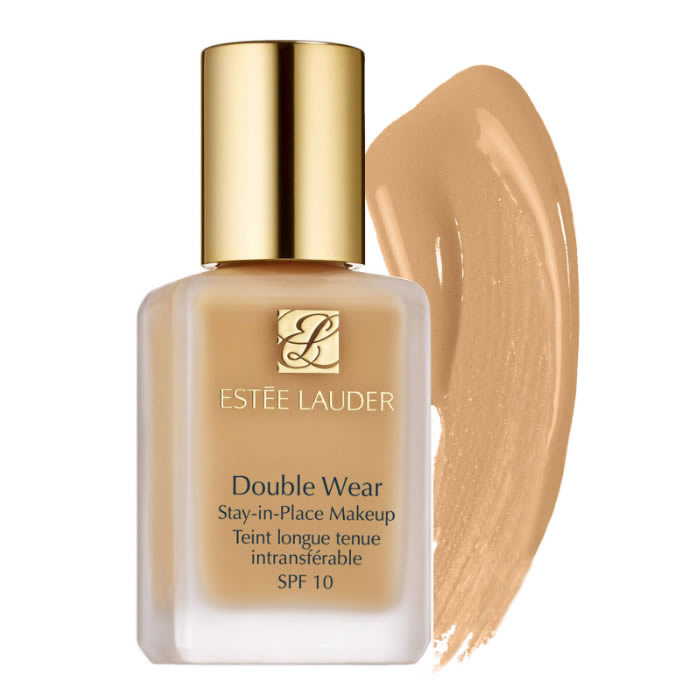 Estee Lauder Double Wear Stay In Place Makeup SPF 10 in 2N1 Desert Beige, 30ml bottle with product packaging and applicator