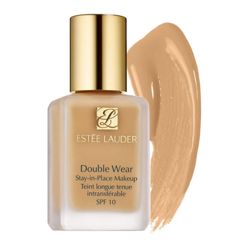 Estee Lauder Double Wear Stay In Place Makeup SPF 10 in 2N1 Desert Beige, 30ml bottle with product packaging and applicator