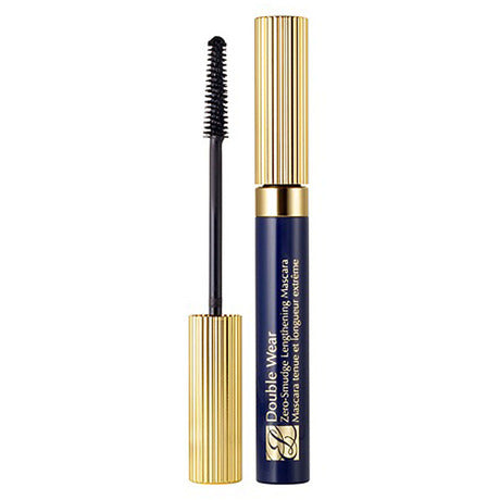 Estee Lauder Double Wear Zero Smudge Lengthening Mascara in black, 6ml, with a sleek black tube and wand applicator.