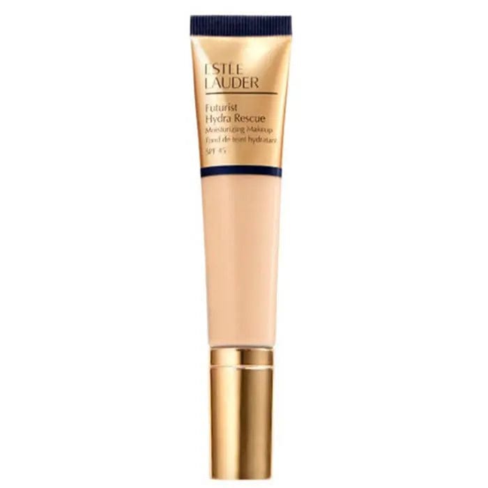 Estee Lauder Futurist Hydra Rescue SPF45 foundation in 1W2 Sand, 35ml bottle with a smooth, creamy texture and beige shade.