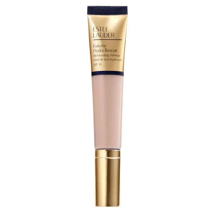 Estee Lauder Futurist Hydra Rescue SPF45 foundation in shade 3C2 Pebble, 35ml bottle, with sleek packaging and pump dispenser.