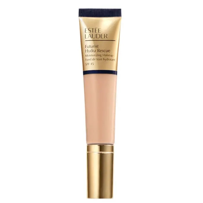 Estee Lauder Futurist Hydra Rescue SPF 45 3-in-1 Ivory Beige foundation in 35ml bottle, natural beige shade, in a sleek tube.