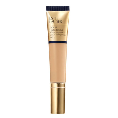 Estee Lauder Futurist Hydra Rescue SPF45 3-in-1 Tawny foundation in 35ml bottle, with a sleek packaging and product label visible.