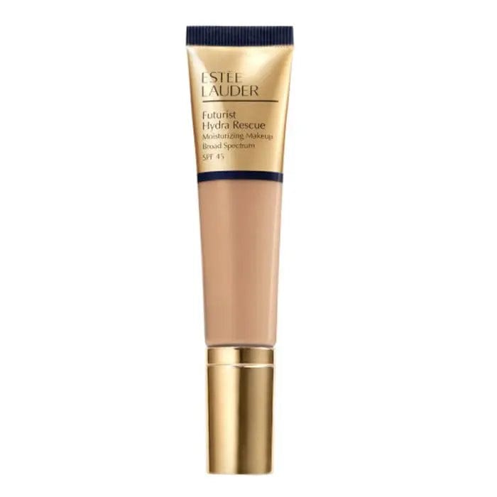 Estee Lauder Futurist Hydra Rescue SPF45 4-in-1 Shell Beige foundation in 35ml bottle with a beige cap.