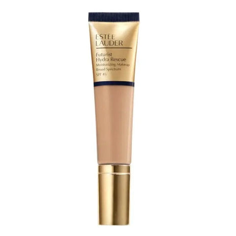 Estee Lauder Futurist Hydra Rescue SPF45 4-in-1 Shell Beige foundation in 35ml bottle with a beige cap.