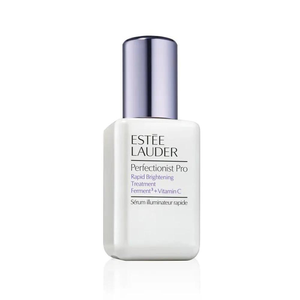 Estée Lauder Perfectionist Pro Serum de Tratamiento Iluminador Rápido in a 50ml bottle, shown with sleek packaging and applicator.