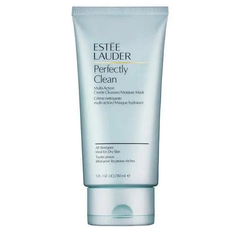Estee Lauder Perfectly Clean Creme Cleanser Moisture Mask in 150ml jar, featuring a creamy texture for gentle cleansing and hydration.