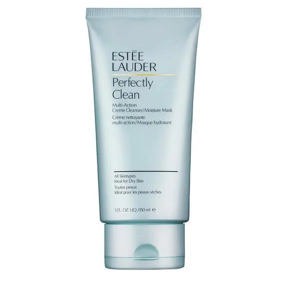 Estee Lauder Perfectly Clean Creme Cleanser Moisture Mask in a 150ml jar, featuring a creamy texture for gentle cleansing and hydration.