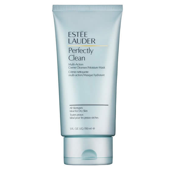 Estee Lauder Perfectly Clean Creme Cleanser Moisture Mask in 150ml jar, gentle skincare product with a creamy texture.