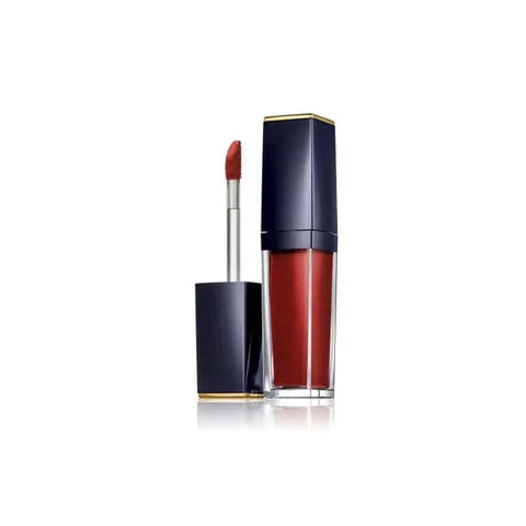 Estee Lauder Pure Color Envy Paint On Liquid Lipcolor in 307 Wicked Gleam Vinyl, bold lip color with glossy finish, shown on model.