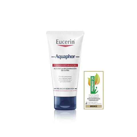 Eucerin Aquaphor Reparative Ointment 45g jar with blue lid and label, displayed on a plain background.