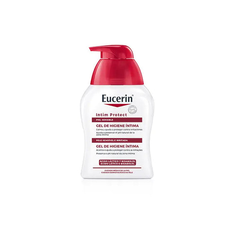 Eucerin Intimate Hygiene Wash Protection Fluid in 250ml bottle, gentle cleanser for sensitive intimate skin by Jag Couture London New York