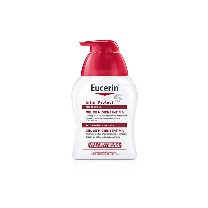 Eucerin Intimate Hygiene Wash Protection Fluid in 250ml bottle, designed for gentle intimate skin cleansing, by Jag Couture London - New York