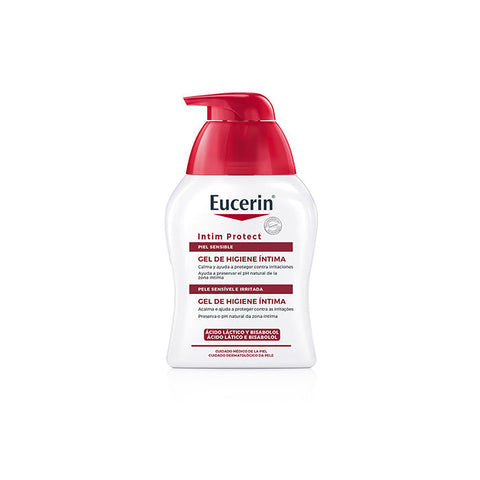 Eucerin Intimate Hygiene Wash Protection Fluid in 250ml bottle, designed for gentle intimate skin cleansing, by Jag Couture London - New York