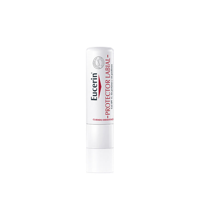 Eucerin Lip Active 4.8g lip balm by Jag Couture London and New York, showing the moisturizing tube with product branding.