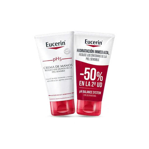 Eucerin Ph5 Hand Cream by Jag Couture London-New York, two 75ml tubes, smooth, nourishing hand moisturizer.