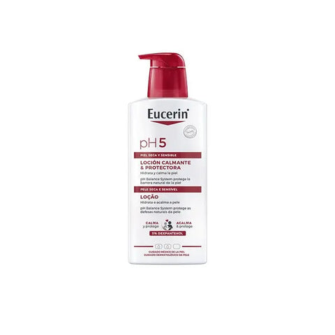 Eucerin Ph5 lotion for sensitive skin in a 400ml bottle, displayed with a clean, minimal background.