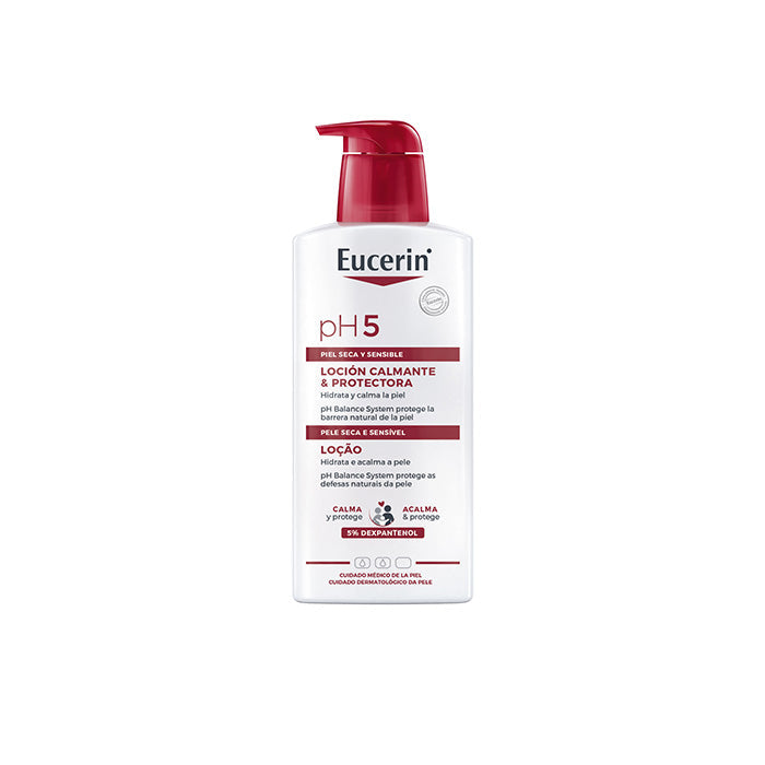 Eucerin Ph5 lotion for sensitive skin in a 400ml bottle, displayed with a clean, minimal background.
