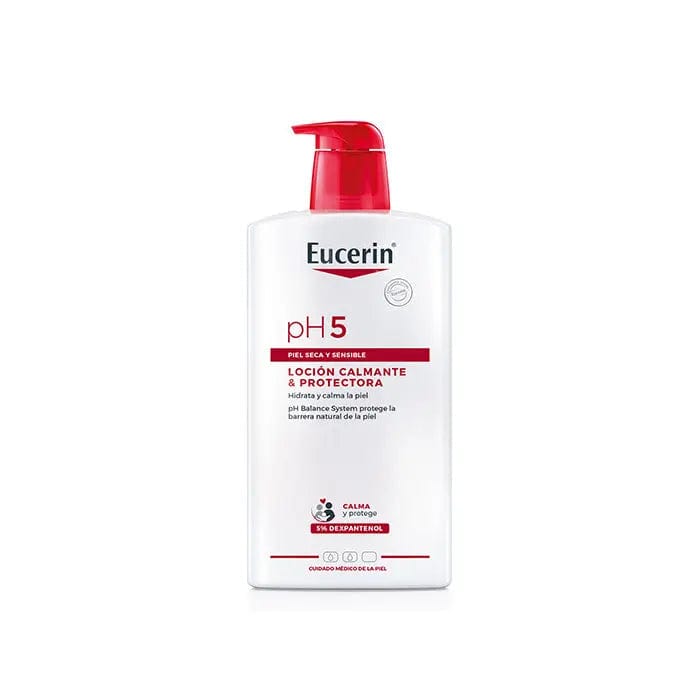 Eucerin pH5 Skin Protection Body Lotion in a 1000ml pump bottle, designed for gentle skin hydration and protection.