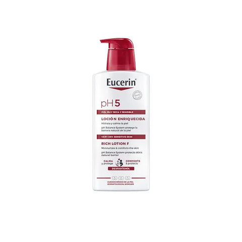 Eucerin Ph5 Skin Protection Lotion F for dry skin in a 400ml bottle, with the Jag Couture London - New York branding.