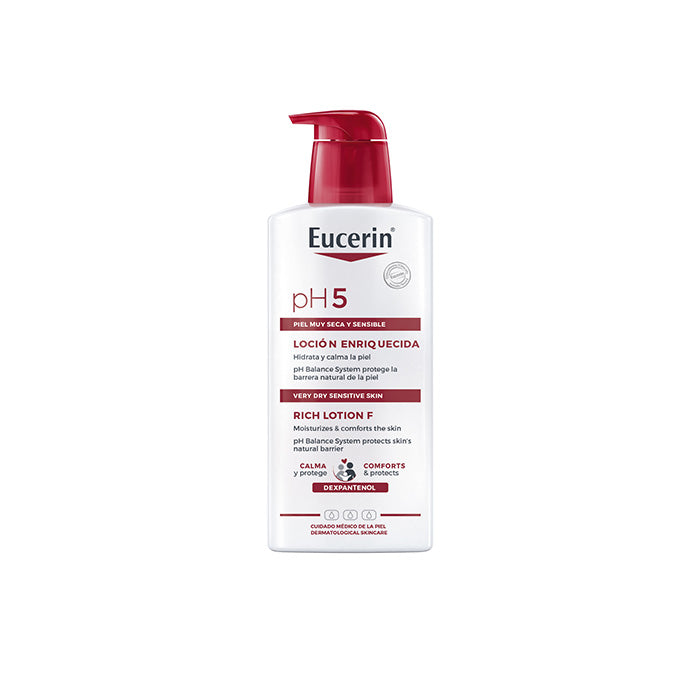 Eucerin Ph5 Skin Protection Lotion for dry skin in a 400ml bottle, designed to soothe and hydrate dry skin.