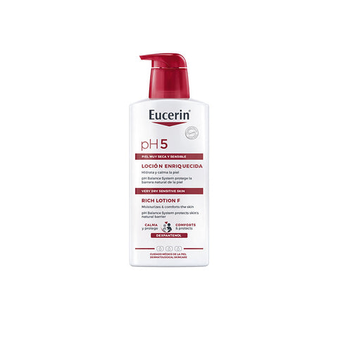 Eucerin Ph5 Skin Protection Lotion for dry skin in a 400ml bottle, designed to soothe and hydrate dry skin.