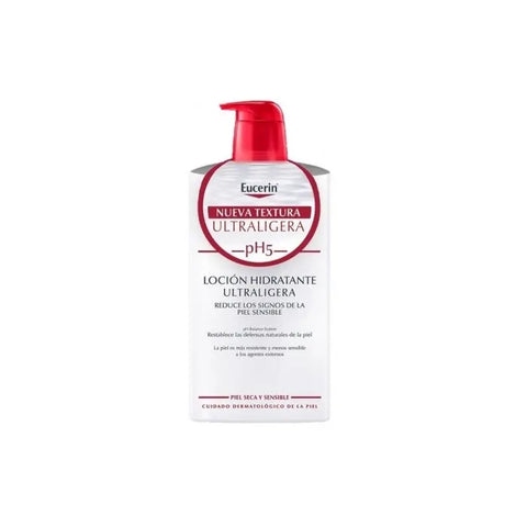 Eucerin Ph5 Ultra Light Lotion 1000ml bottle with pump dispenser, skincare product by Jag Couture London New York.