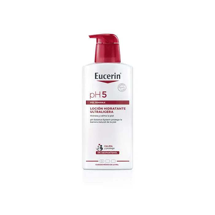 Eucerin Ph5 Ultra Light Lotion 400ml bottle with white and blue packaging, displayed on a plain background.