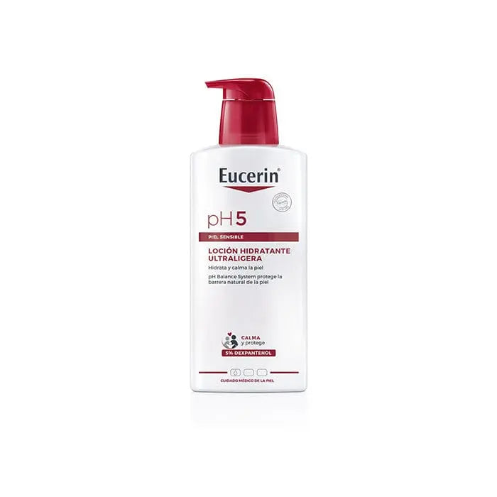 Eucerin Ph5 Ultra Light Lotion 400ml bottle with sleek packaging, designed for sensitive skin, by Jag Couture London - New York.