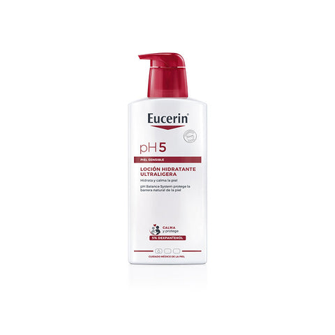 Eucerin Ph5 Ultra Light Lotion 400ml bottle with smooth, lightweight texture for gentle skin hydration