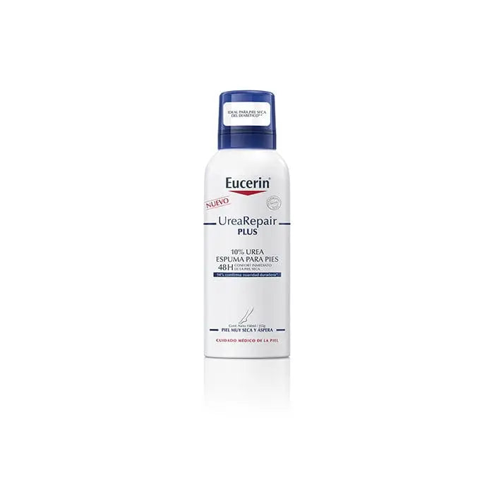 Eucerin Urearepair Plus 10 Foot Foam in 150ml container, skincare product with foam formula, by Jag Couture London New York