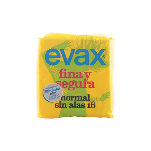 Evax Fina & Segura normal sanitary towels, 16 units, by Jag Couture London New York, shown in a neatly arranged package.