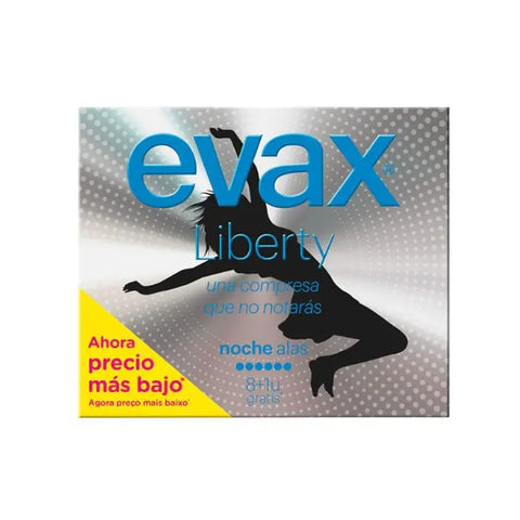 Evax Liberty Night Normal sanitary towels with wings, 12-pack, designed for overnight menstrual protection, by Jag Couture London New York