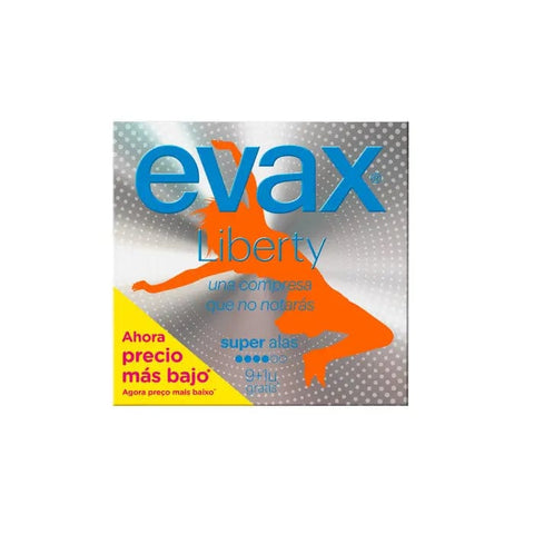 Evax Liberty Super With Wings sanitary towels by Jag Couture London New York, 9+1 pack, individually wrapped feminine hygiene product