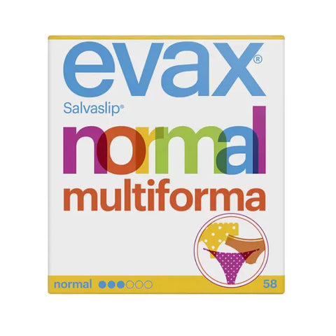 Evax Salvaslip Normal Multiform Protegeslips in a pack of 58, soft and discreet feminine hygiene product by Jag Couture London New York
