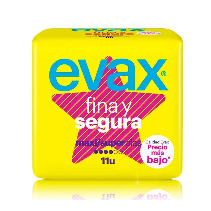 Evax Thin & Safe Pads Super 11U by Jag Couture London - New York, showing a package of feminine hygiene pads with discreet packaging.