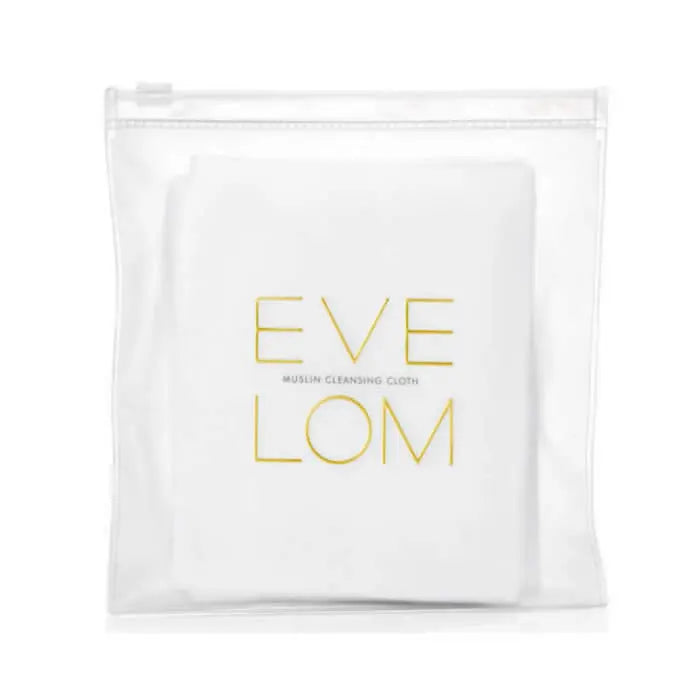 Set of three Eve Lom Muslin Cleansing Cloths by Jag Couture London for gentle facial cleansing and exfoliation.