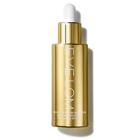 Eve Lom Radiance Repair Retinol Serum 30ml from Jag Couture London featuring a sleek bottle with a pump dispenser.