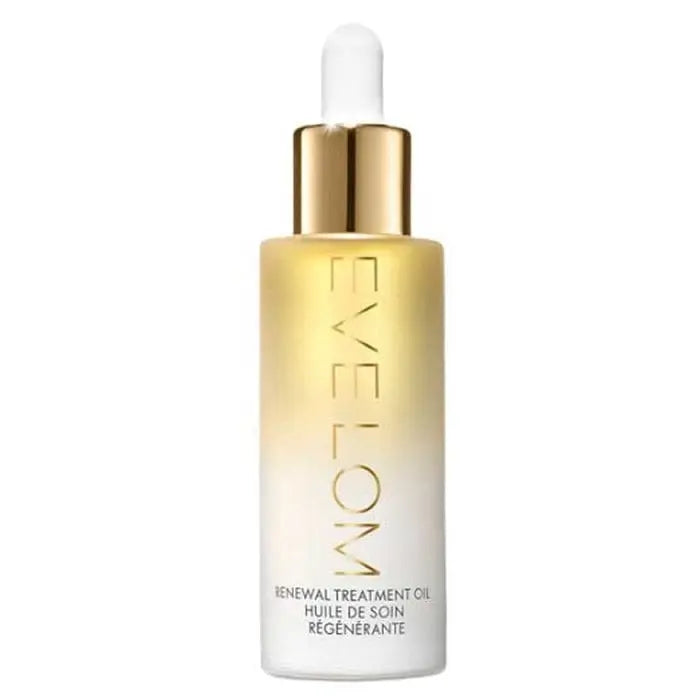 Eve Lom Renewal Treatment Oil 30ml by Jag Couture London New York, showing a clear glass bottle with dropper for skin renewal.