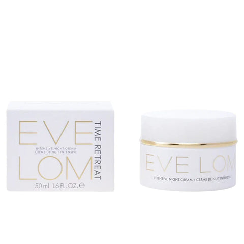 Eve Lom Time Retreat Intensive Night Cream in 50ml jar, displayed with elegant packaging and luxury skincare branding.