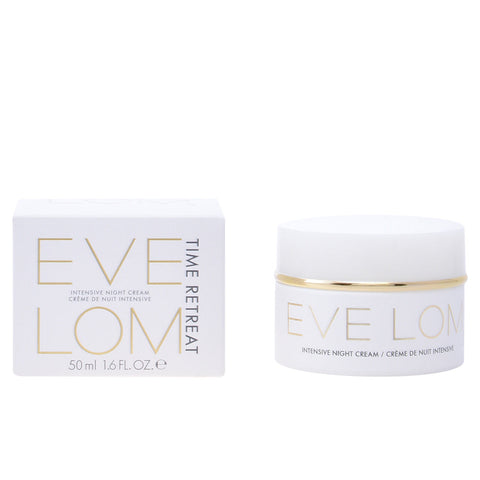 Eve Lom Time Retreat Intensive Night Cream 50ml jar with white lid and sleek packaging, designed for skincare and anti-aging.