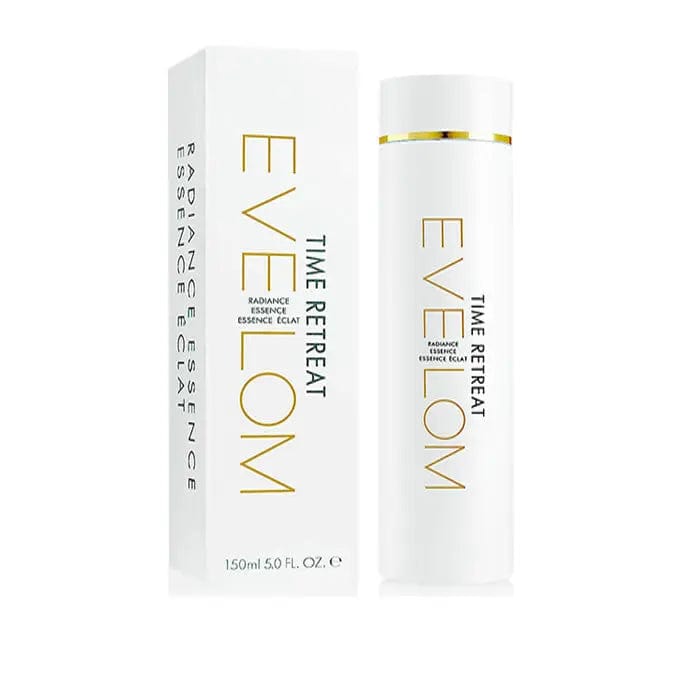 Eve Lom Time Retreat Radiance Essence Éclat in 150ml bottle, skincare product with brightening and revitalizing properties.