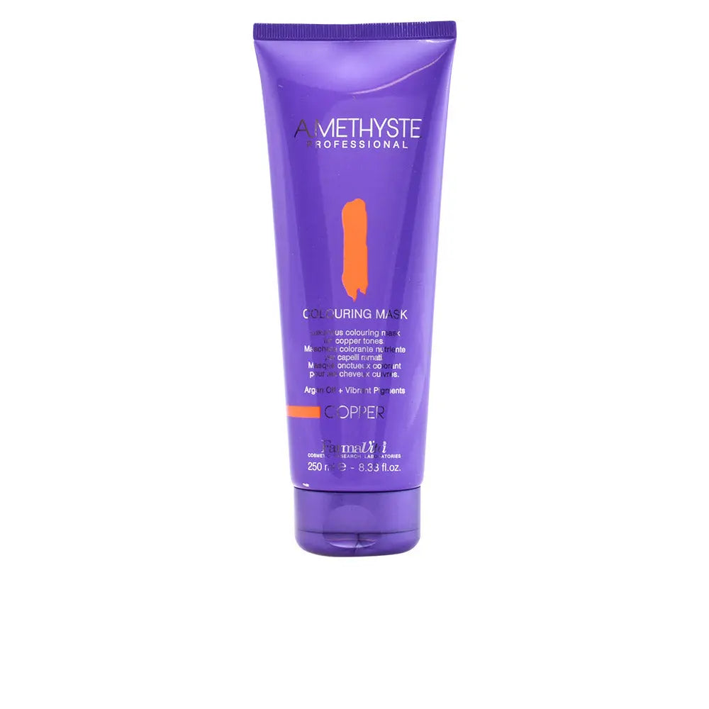 Farmavita Amethyste Colouring Mask Cooper 250ml jar with purple and silver packaging, showcasing the hair mask product.