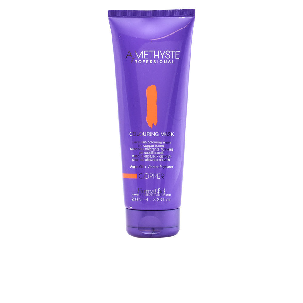 Farmavita Amethyste Colouring Mask Cooper in 250ml jar, rich copper hair treatment with brand label visible.