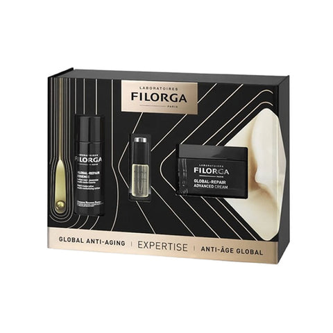 Set of three Filorga Global Advanced Cream 50ml jars, featuring luxurious skincare by Jag Couture London New York.
