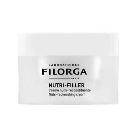 Jar of Filorga Nutri-Filler Nutri-Replenishing Cream in 50ml container, showcasing smooth, replenished skin.