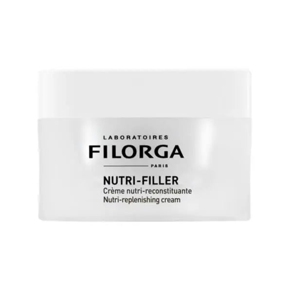 Jar of Filorga Nutri-Filler Nutri-Replenishing Cream, 50ml, with smooth texture and elegant packaging for nourishing skin.