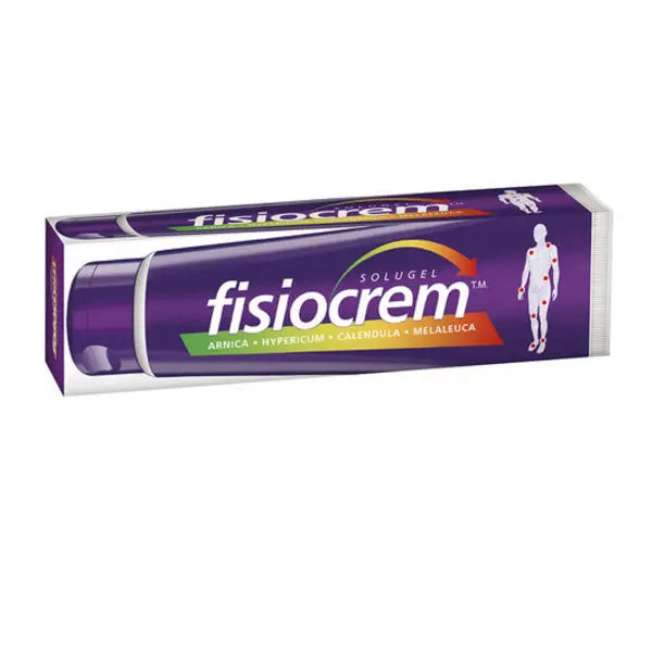 Fisiocrem Solugel 60ml tube by Jag Couture London New York, natural muscle relief cream with herbal ingredients.