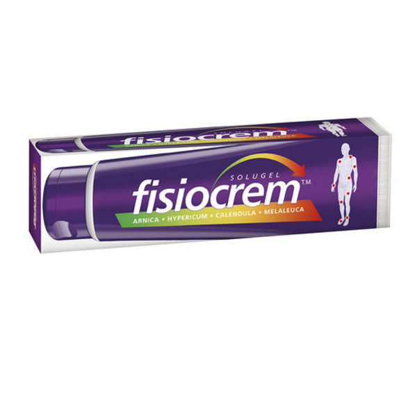 Fisiocrem Solugel 60ml tube by Jag Couture London New York, showing the white and green packaging and product label.