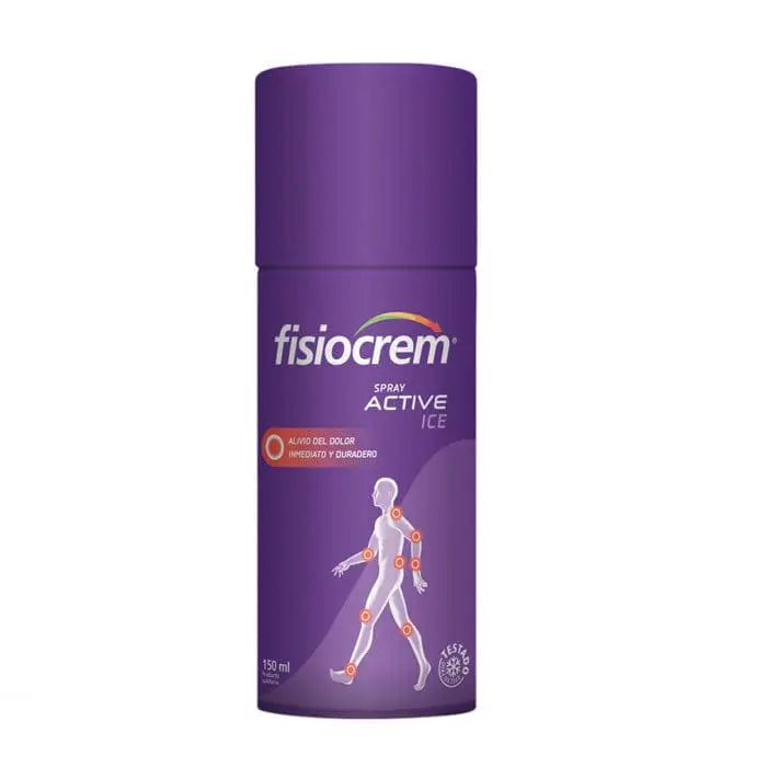 Fisiocrem Spray Active Ice 150ml by Jag Couture London - New York, featuring a white spray bottle with blue accents and product label.